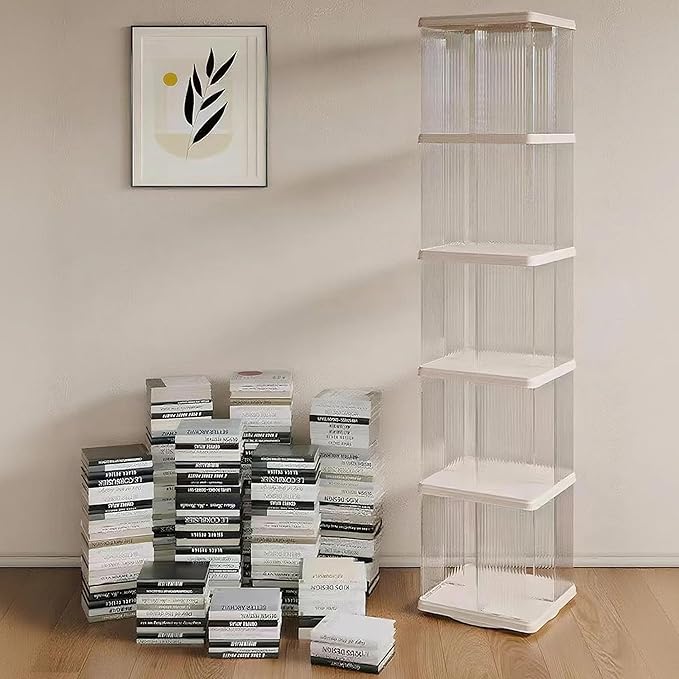 Rotating Bookshelf Tower, 360° Rotating Bookshelf, 66 inch High Small Space - Image 6