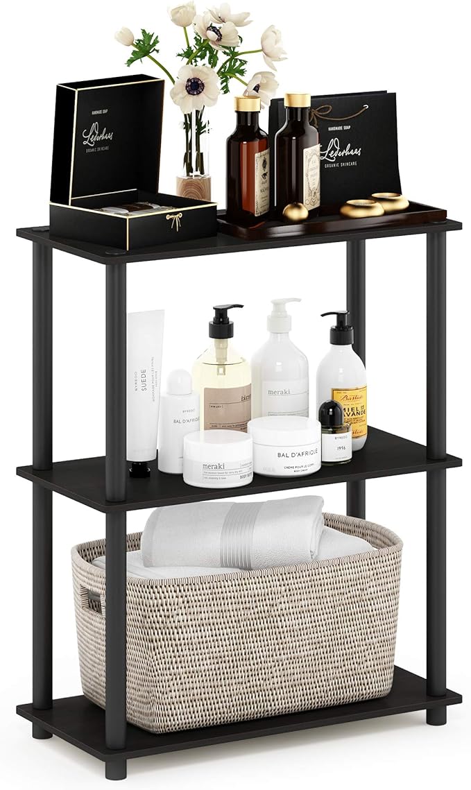 Furinno Turn-N-Tube Display Rack, 3-Tier Single, Espresso/Black by Furinno-FitsYourSpaceFitsYourBudget
