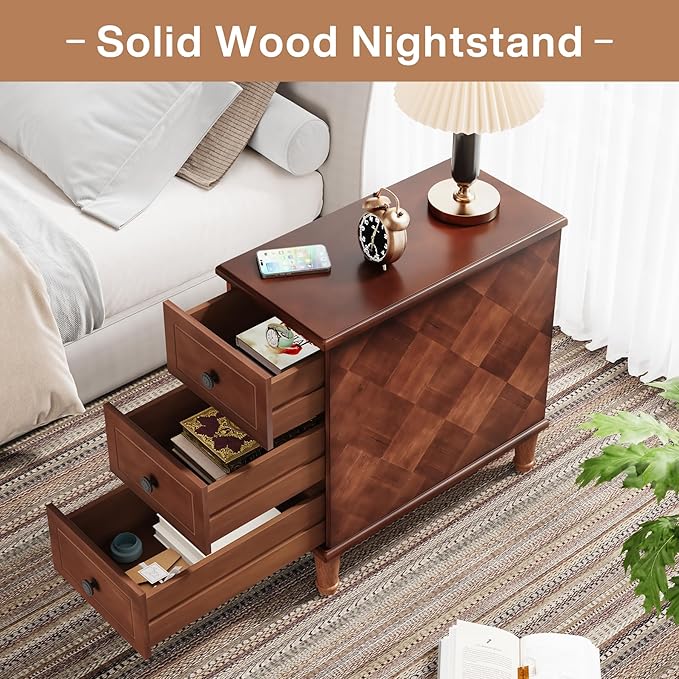 Tribesigns Solid Wood End Table, Fully Assembled Narrow Side Table - Image 5