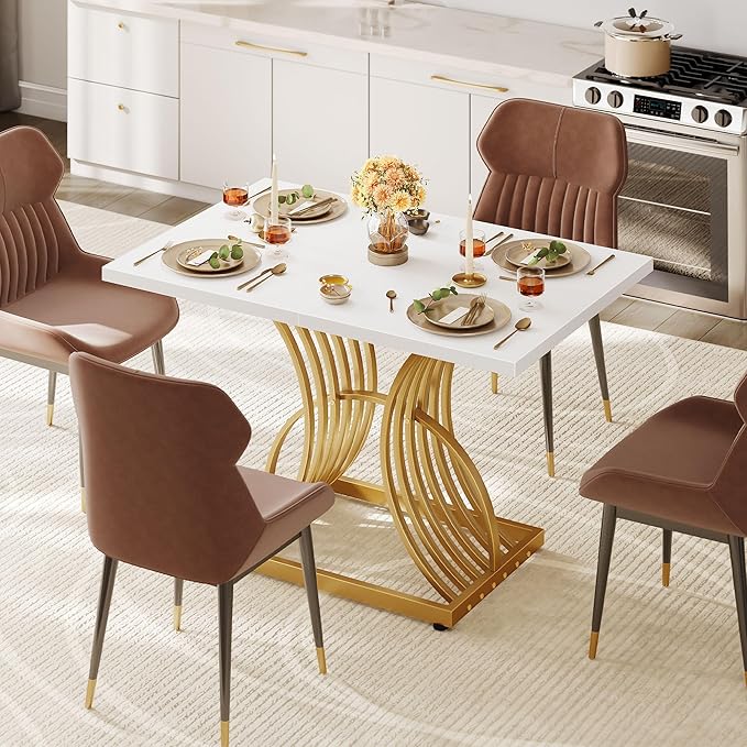 DWVO Modern Dining Table for 4 People 47 Inch Rectangular Kitchen Table - Image 5