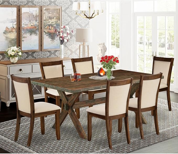 East West Furniture X777MZN32-7 7 Piece Kitchen Table Set Consist of a - Image 2