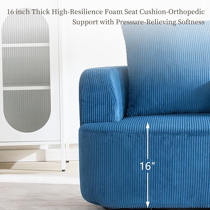 Furnimart 360° Swivel Barrel Accent Chair Set of 2, Round Upholstered Comfy - Image 7