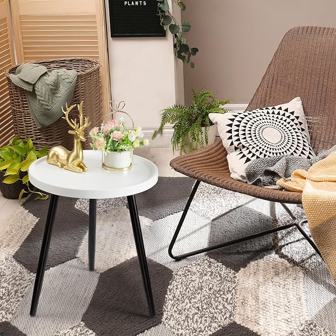 danpinera Round Side Table, Metal Legged Accent Table - Image 8