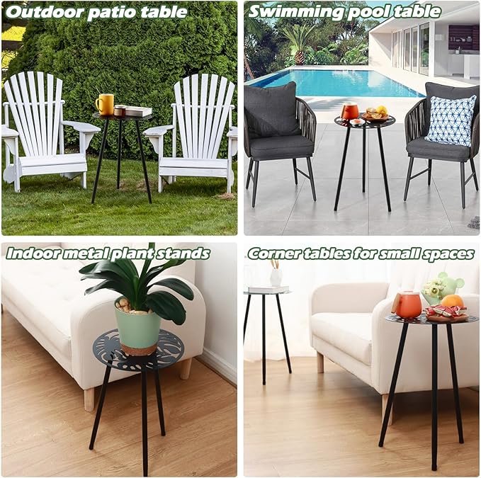 1 Pack Metal Outdoor Side Tables Small Outside End Table - Image 6