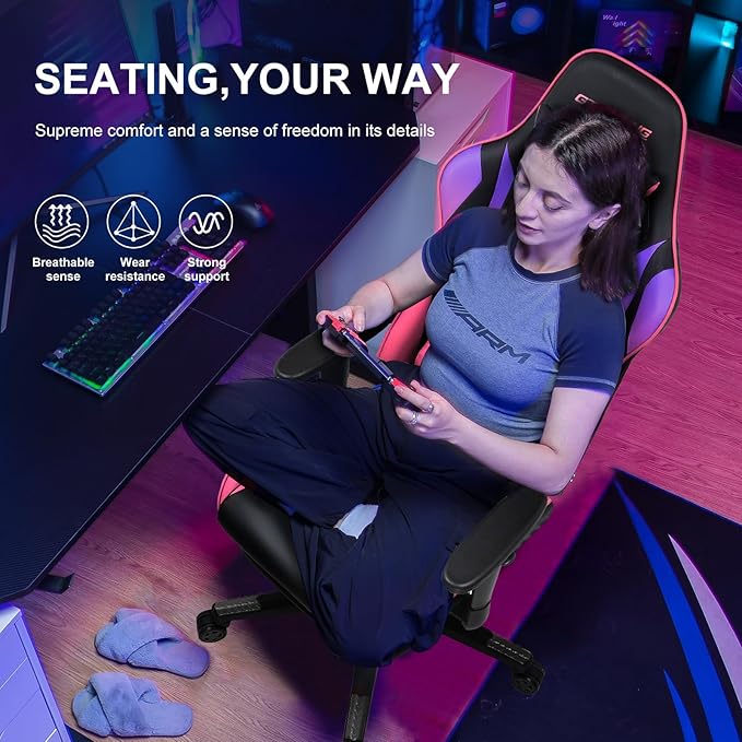 GTRACING Gaming Chair with Footrest, Ergonomic Computer Game Desk Chair - Image 3