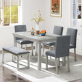 6-Piece Solid Wood Dining Table Set, Including 1 Dining Table, 4 Upholstered by Zevemomo