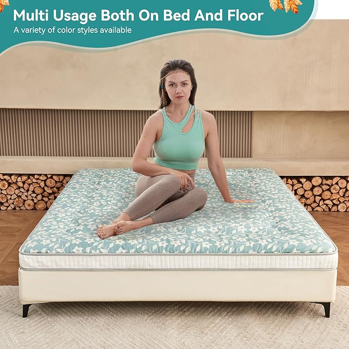 Dr.Futon Japanese Floor Futon Mattress Extra Thick Folding Roll Up Bed Topper - Image 6