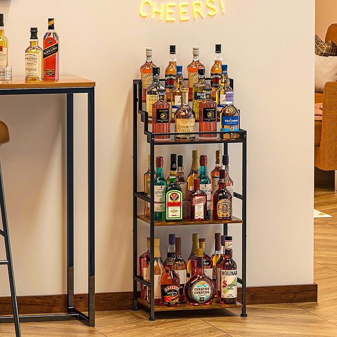Trapezoidal Liquor Cabinet Bar for Home, Stepped Wine Rack Freestanding Floor - Image 4