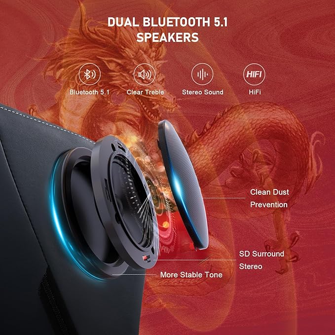 GTPLAYER Gaming Chair with Bluetooth Speakers and Footrest, Dragon Series Video - Image 4