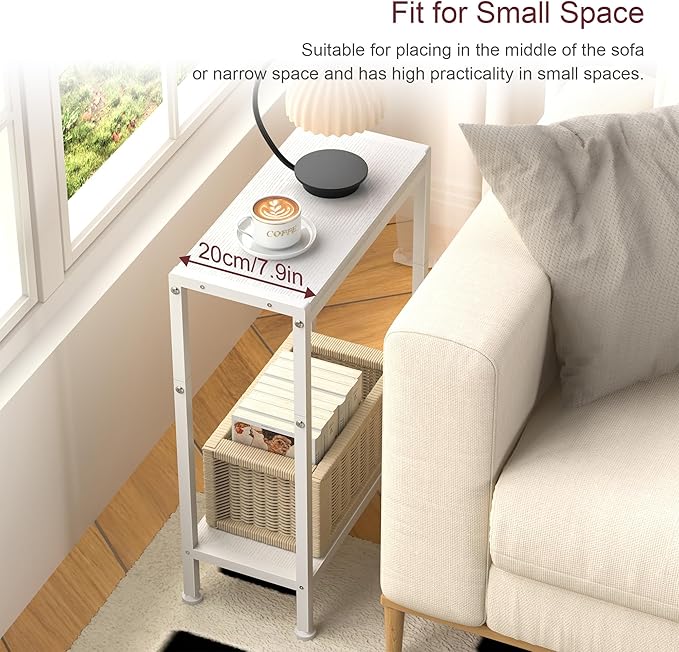 Narrow Side Table for Small Space, 2-Tier Small End Table - Image 5
