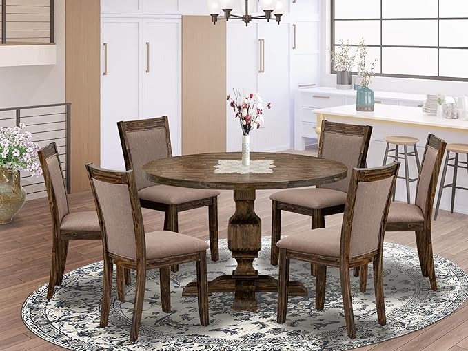 East West Furniture I3MZ7-748 7 Piece Dining Room Table Set Consist of a Round - Image 2