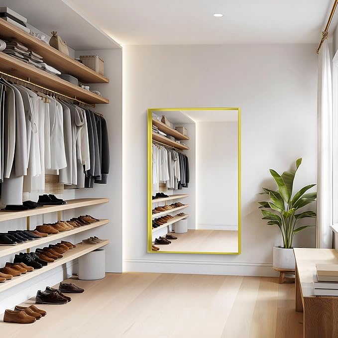 Gold Bathroom Mirror, 36x55 Inch Rectangular Deep Frame Mirror, Large Wall - Image 9