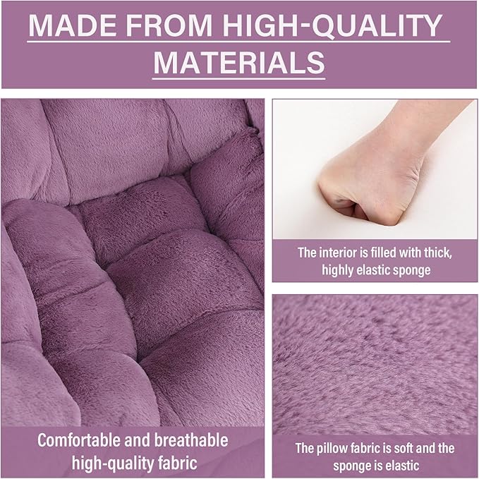 Lazy Chair with Ottoman, Comfy Reading Lounge Chair with Footstool & Throw - Image 5
