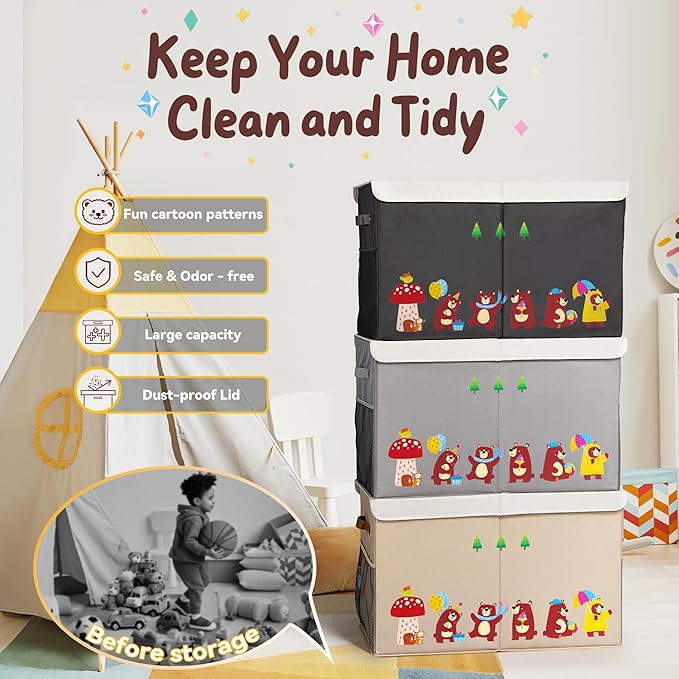80L Large Toy Storage Box with Lid, Large Toy Box Chest - Image 6