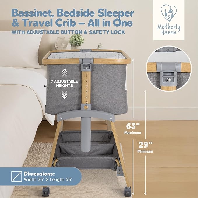 Baby Bassinet Bedside Sleeper, Portable Crib - Image 2