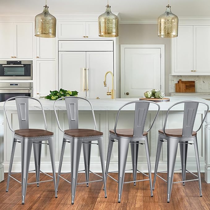 Yongqiang 26 inch Bar Stools Set of 4 Kitchen Counter Height Bar Chairs High - Image 7
