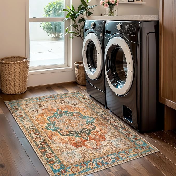 Tangsoo 2x3 Small Rug for Entryway, Washable Rugs Vintage Non Slip Small Area - Image 6