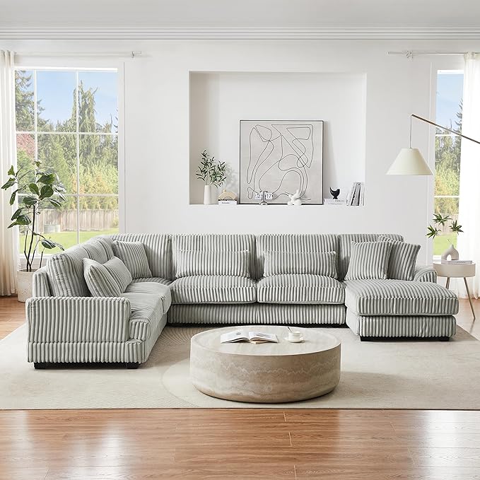 129" Oversized U Shaped Modular Sectional Sofa Couch - Image 3