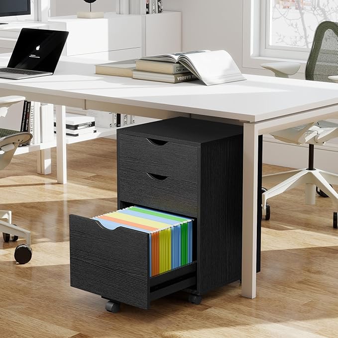 HollyHOME 3-Drawer Wood File Cabinet, Under Desk Cabinet - Image 2