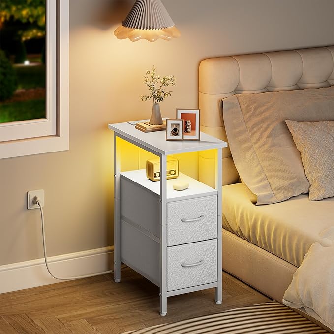 Vagusicc Set of 2 White Nightstand - Image 7