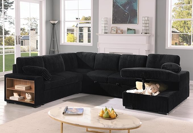 Eafurn Oversized U Shaped Convertible Sleeper Sectional Sofa w/Pull Out Couch by Unknown