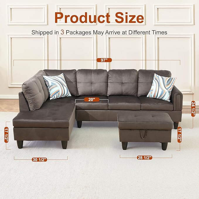 Osparple L Shaped Couch Sectional Couches - Image 2