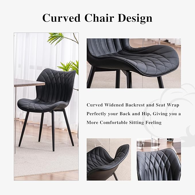 YOUNIKE Dining Chairs Set of 2, Upholstered Faux Leather Kitchen & Dining Room - Image 4