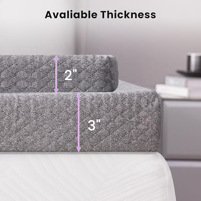 SINWEEK 3 Inch Gel Memory Foam Mattress Topper Full Size, Pad - Image 7