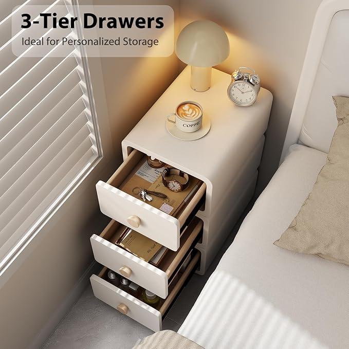 White Night Stand, Narrow Nightstand - Image 4