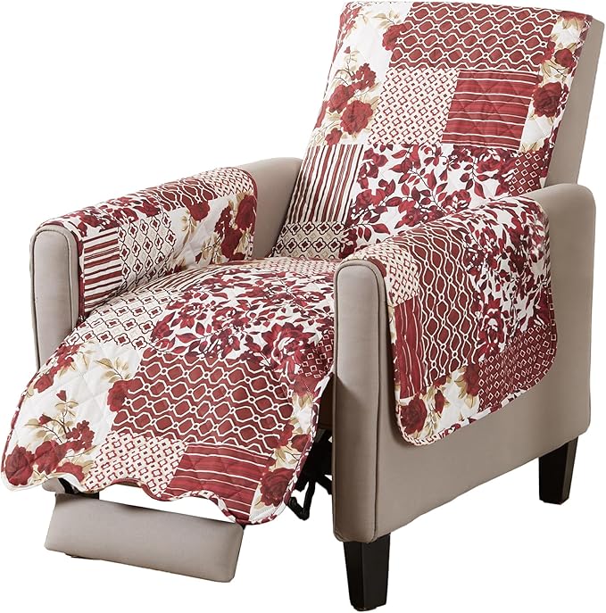 Great Bay Home Patchwork Scalloped Printed Furniture Protector Stain Resistant by GreatBayHome