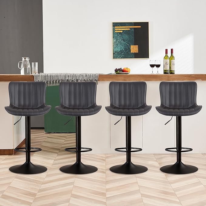 YOUNIKE Brown Bar Stools Set of 4 Modern Swivel Counter Height Bar Chair by YOUNIKE