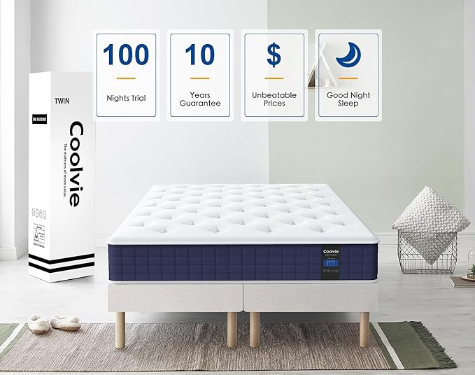 Coolvie Queen Mattress, 10 Inch Hybrid Mattress Queen Size, Individual Pocket - Image 8