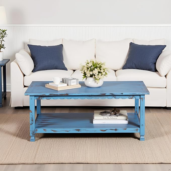 Rustic Rectangular Coffee Table, 42 in. W x 24 in. D x 18 in. H, Living Room - Image 6