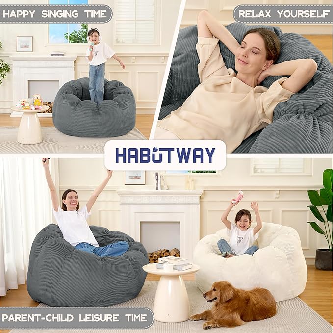 HABUTWAY Giant Bean Bag Chair for Adults/Kids/Teens, Pumpkin Bean Bag Couch - Image 6