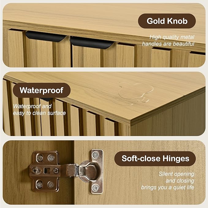 Buffet Cabinet with Storage, Sideboard Cabinet with Fluted Door, Kitchen Buffet - Image 7