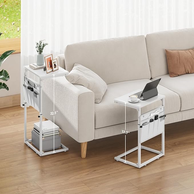 Vagusicc C Shaped End Table, Adjustable Height Small Couch Side Table - Image 8