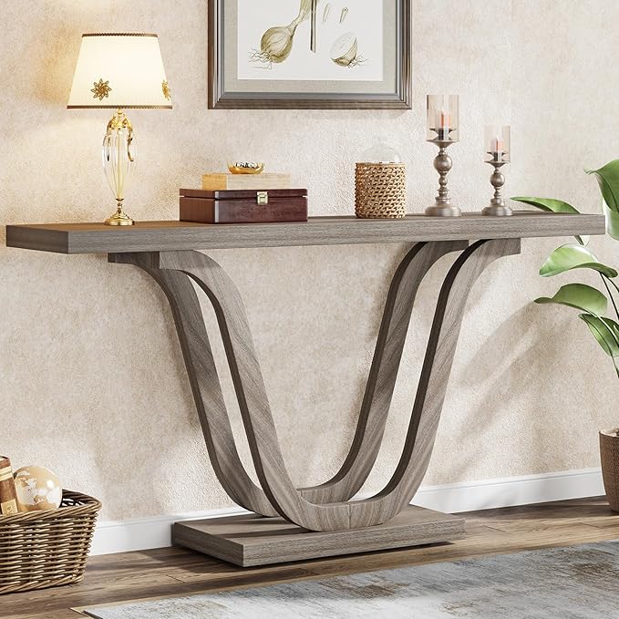 Tribesigns Farmhouse Console Table, 55 Inch Wood Sofa Table Entryway Table by Tribesigns
