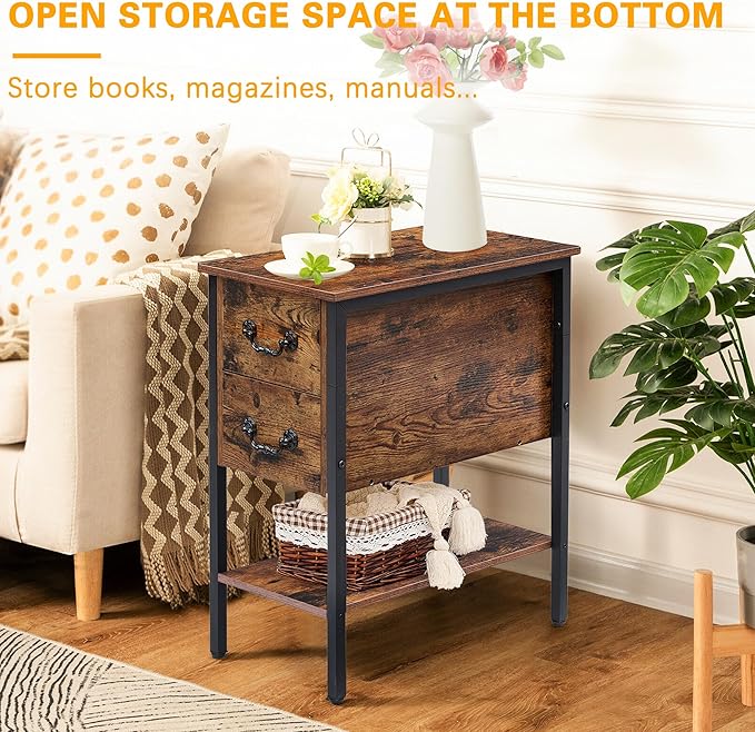 VECELO End Tables, Narrow Nightstand - Image 6