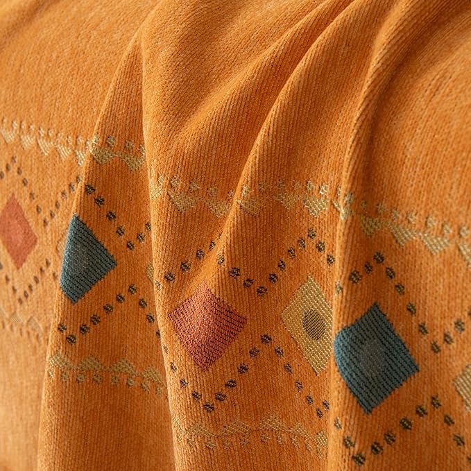 STACYPIK Soft Orange Sofa Cover, Boho Chenille Couch Cover - Image 5