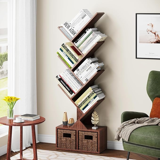 Vagusicc Tree Bookshelf, 6 Tier Bookshelf - Image 2