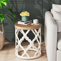 Farmhouse End Table, 18.5'' French Country Round Side Table, Wood Top Side Table by KARLOTT