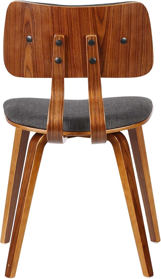 Armen Living Jaguar Mid-Century Dining Chair in Walnut Wood and Charcoal Fabric - Image 5