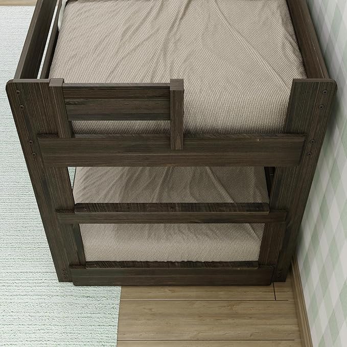 Max & Lily Modern Farmhouse Low Bunk Bed, Twin-Over-Twin Bed Frame - Image 7