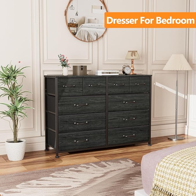 Furnulem Bedroom Dresser for 55”Long TV Stand Entertainment Center Dressers & - Image 4