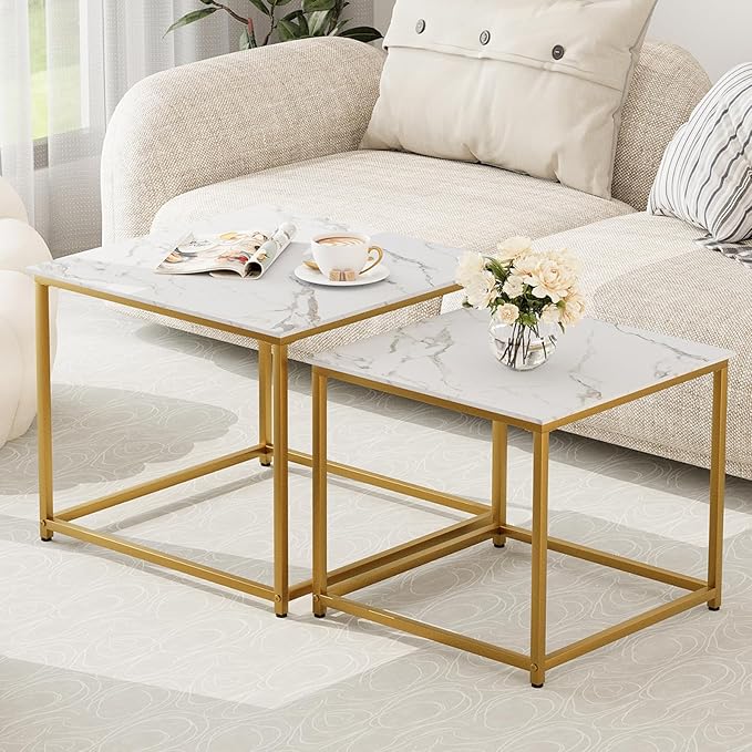 Garden 4 you Coffee Table Set of 2, Modern Engineered Wood Nesting Table - Image 3