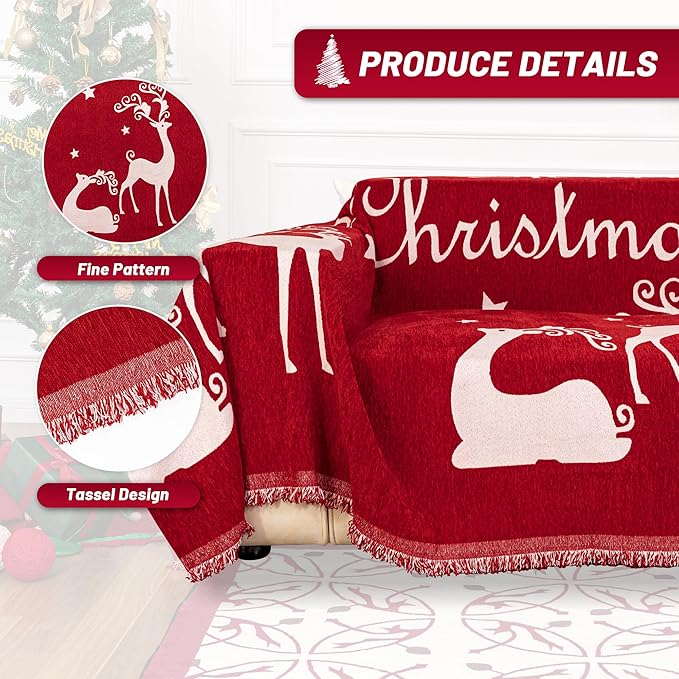 MYSKY HOME Christmas Couch Cover Sofa Cover, Couch Covers - Image 3