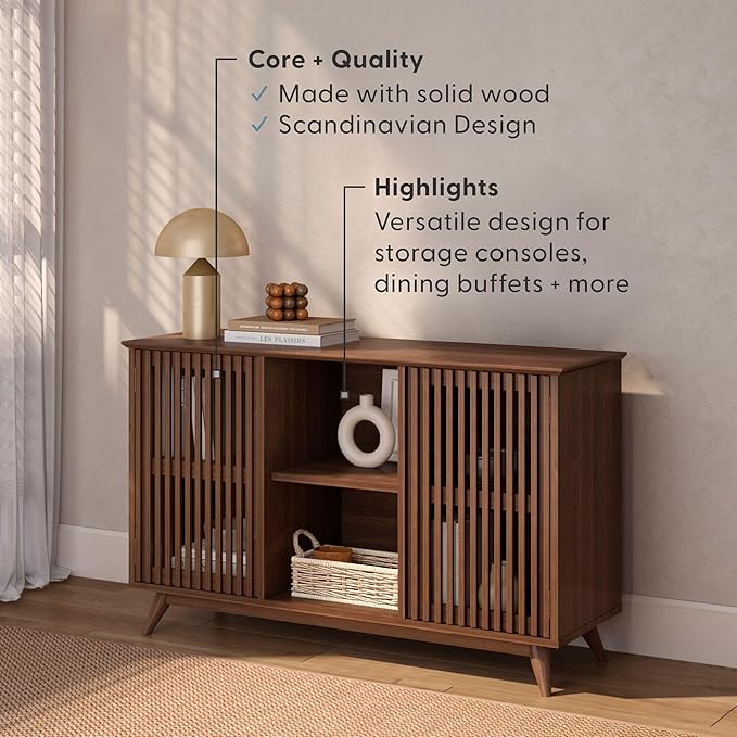 Plank+Beam Mid-Century Modern Wood TV Stand, Solid Wood Entertainment Console - Image 4