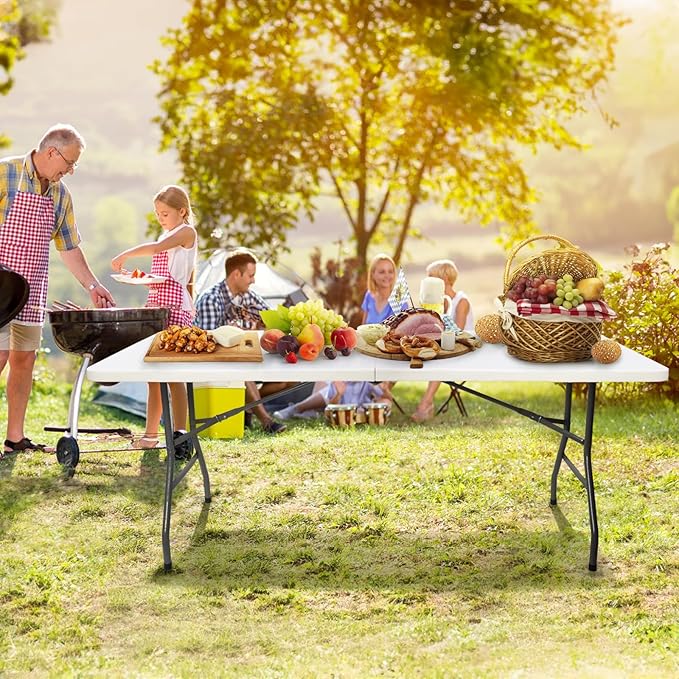 Goaste 6 Foot Folding Table, Portable Plastic Dining Table, Fold-in-Half Heavy - Image 6