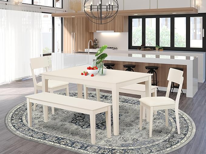 East West Furniture CAAD5C-LWH-LC 5 Piece Kitchen Table Set - Image 2