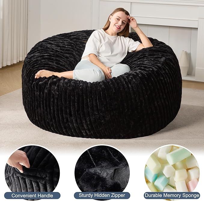 Hobestluk 5ft Bean Bag Chairs for Adults Large Beanbag Chair - Image 4